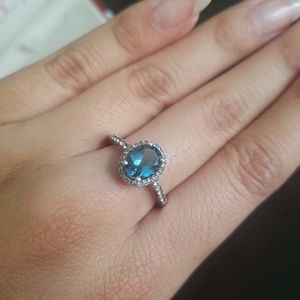 Faux Blue Diamond Ring Size 7